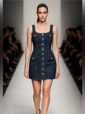 Mulla Jean Dress with Gold Buttons